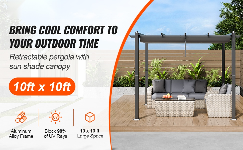 Säädettävä pergola alumiinirungolla ja katoksella