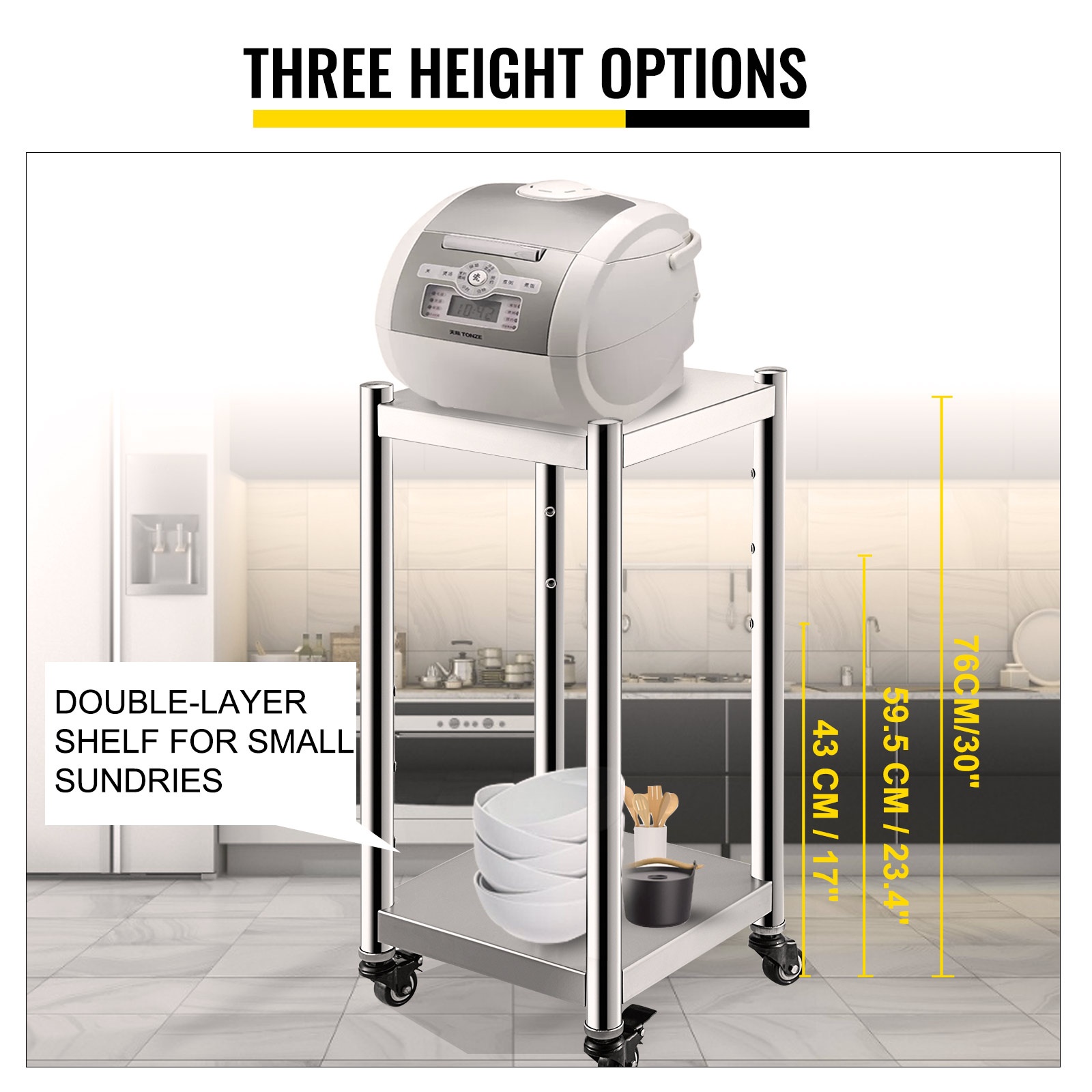 Säädettävä korkeus riisinlämmittimen jalustassa