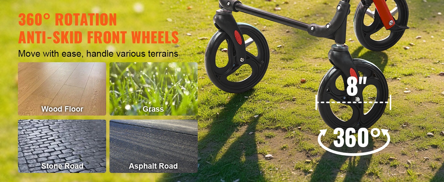 360° kääntyvät etupyörät