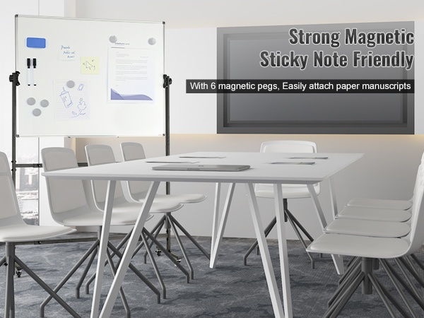 Magneetit, pyyhin ja tussit valkotaululla