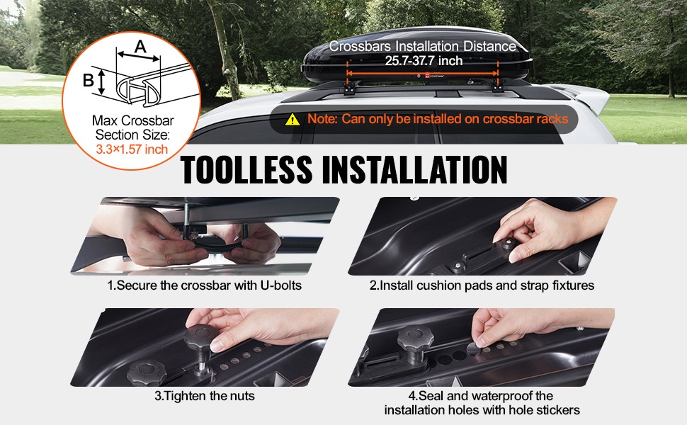 Kattoboksin asennus poikittaiskiskoihin