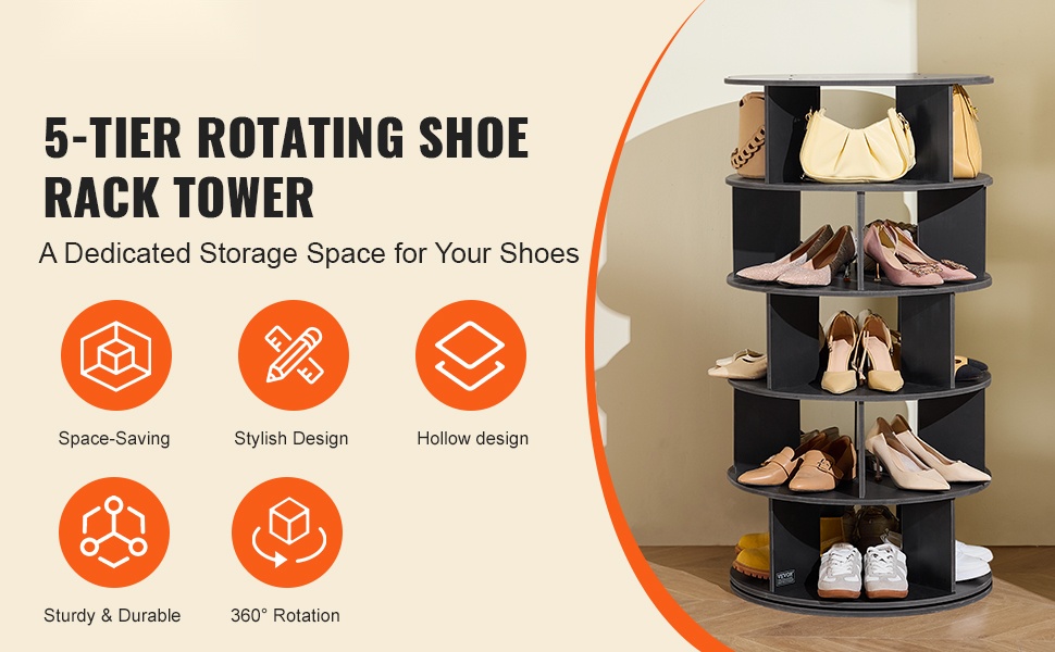 Pyörivä 7-tasoinen kenkäteline