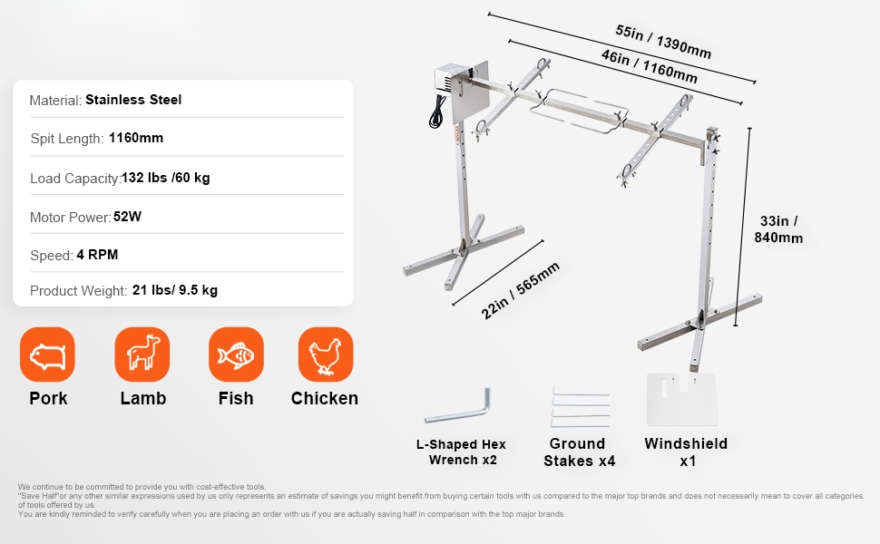 Roottisserie-grillin mitat