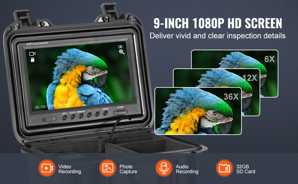 9-tuumainen näyttö ja tallennustoiminnot