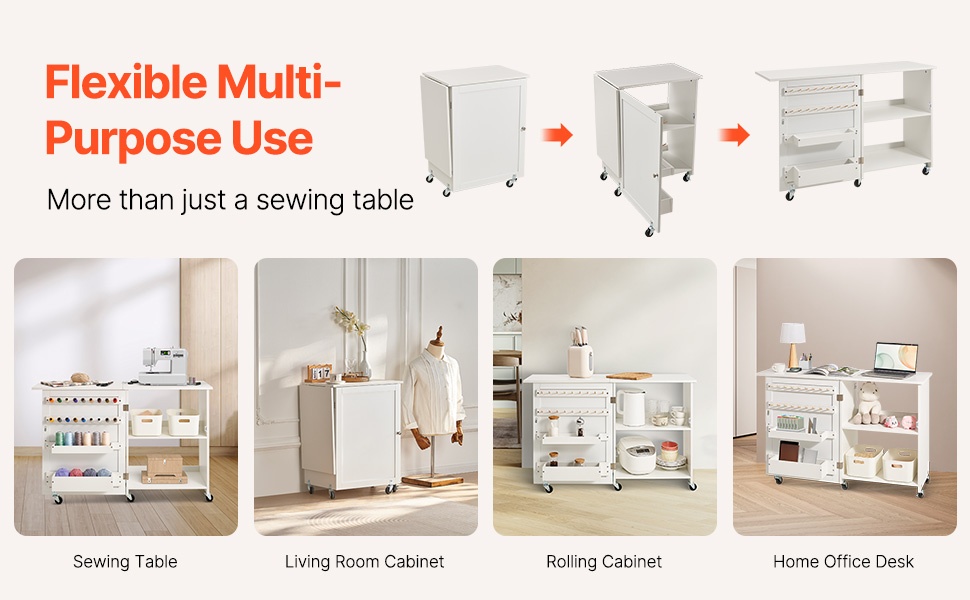 Taittuva ompelupöytä kaappina