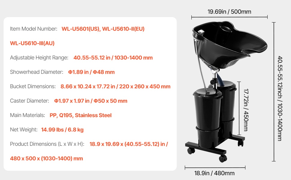 Siirrettävä pesuallas koti- ja salonkikäyttöön