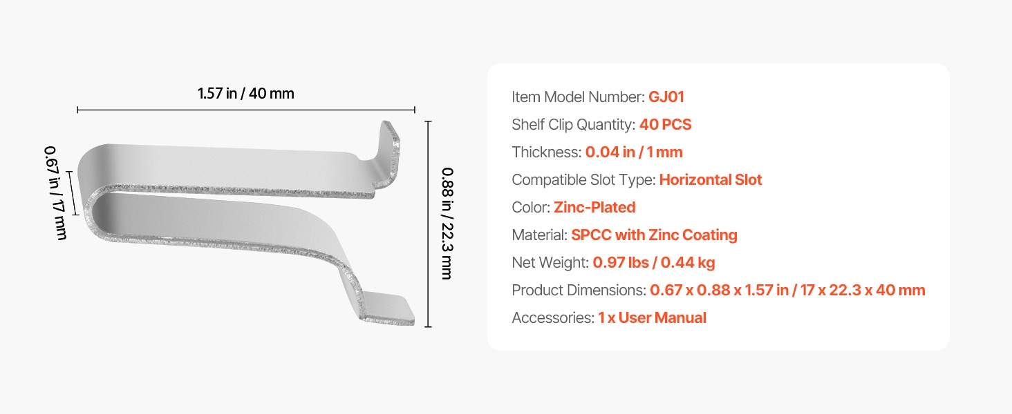 Hyllynkiinnikkeiden mitat
