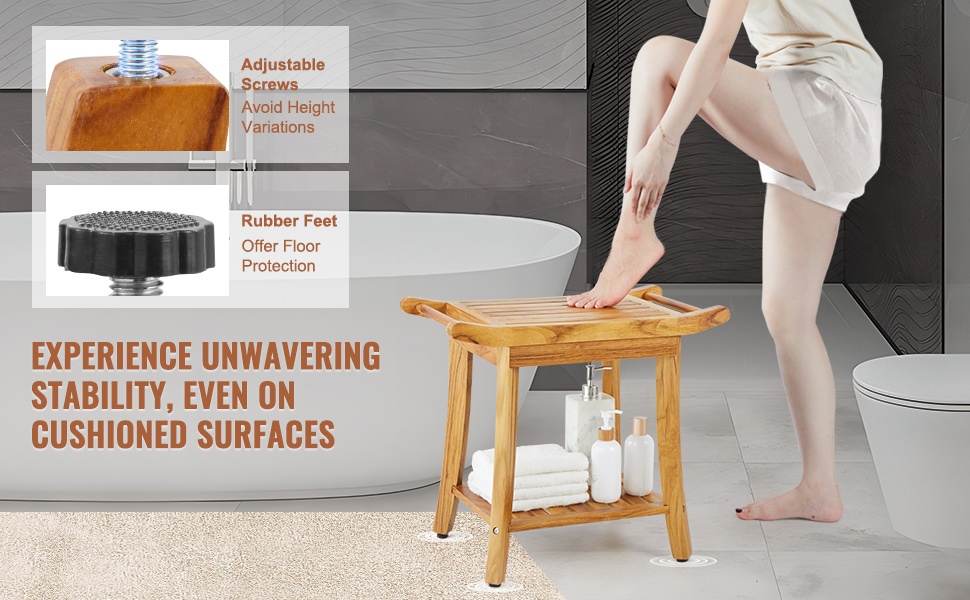 Suihkupenkki epätasaiselle lattialle