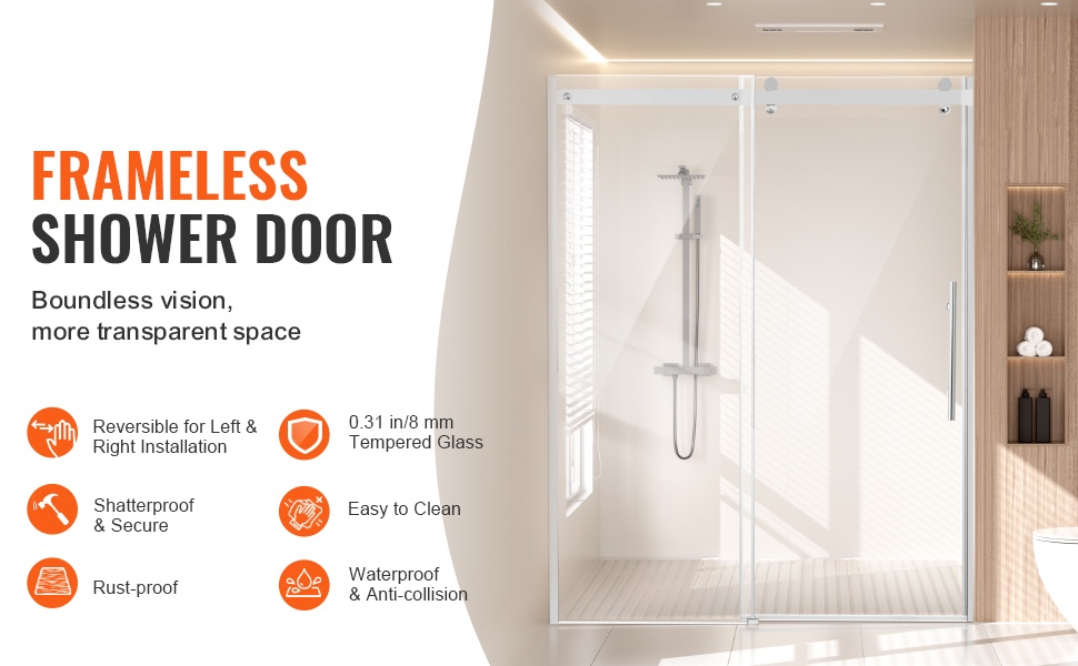 Puolikehyksetön liukuovellinen suihkuovi