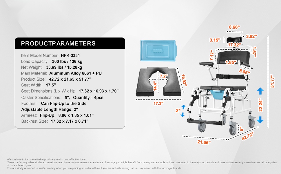 Suihkupyörätuolin mitat