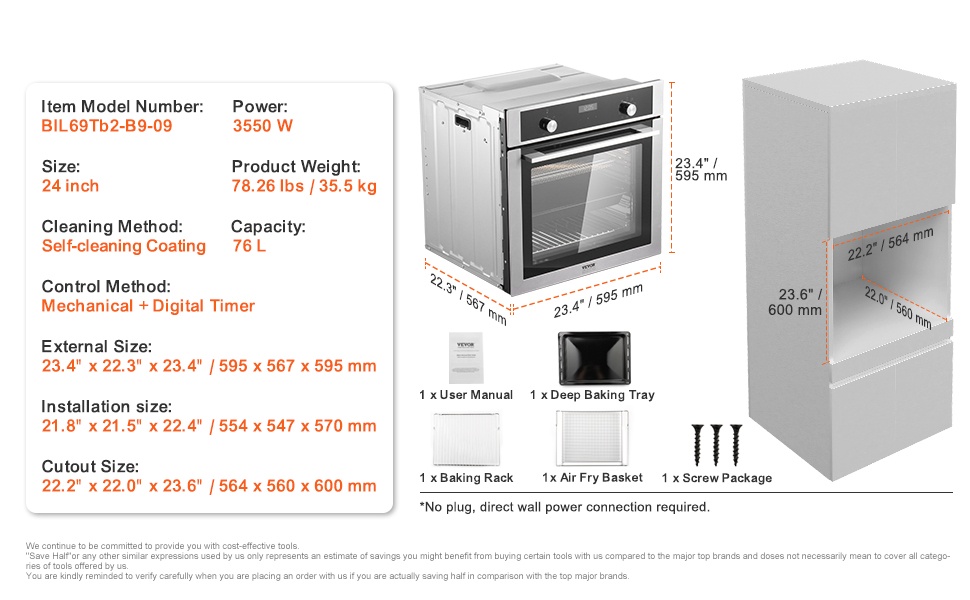 Uunin sisätila ja tarvikkeet