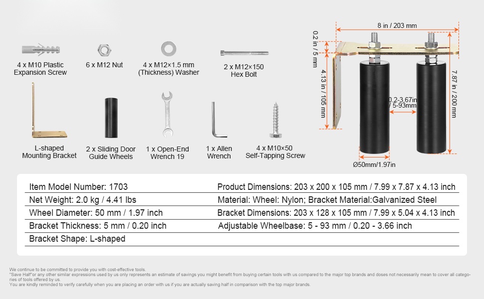 Liukuporttisarjan mitat ja komponentit
