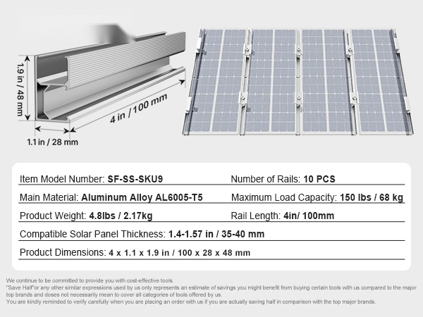 Aurinkopaneelin kiinnikesarja useilla komponenteilla
