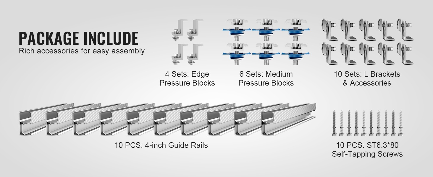 Aurinkopaneelikiskot ja kiinnikkeet asennusesimerkissä