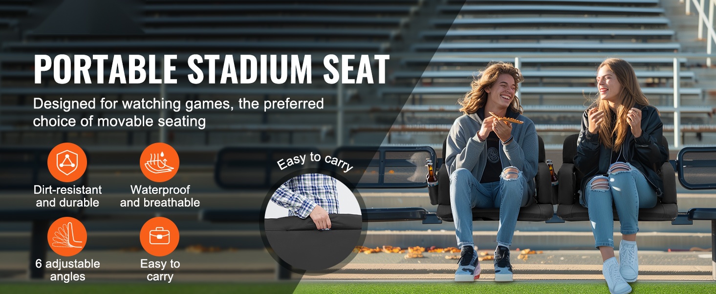 Taitettava stadionistuin olkahihnalla