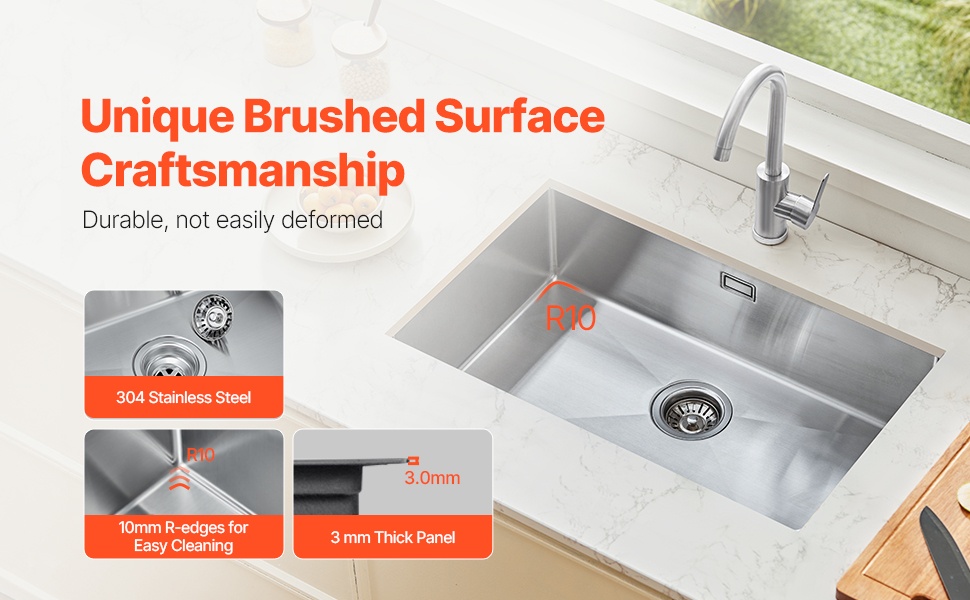 304-ruostumattomasta teräksestä valmistettu keittiöallas