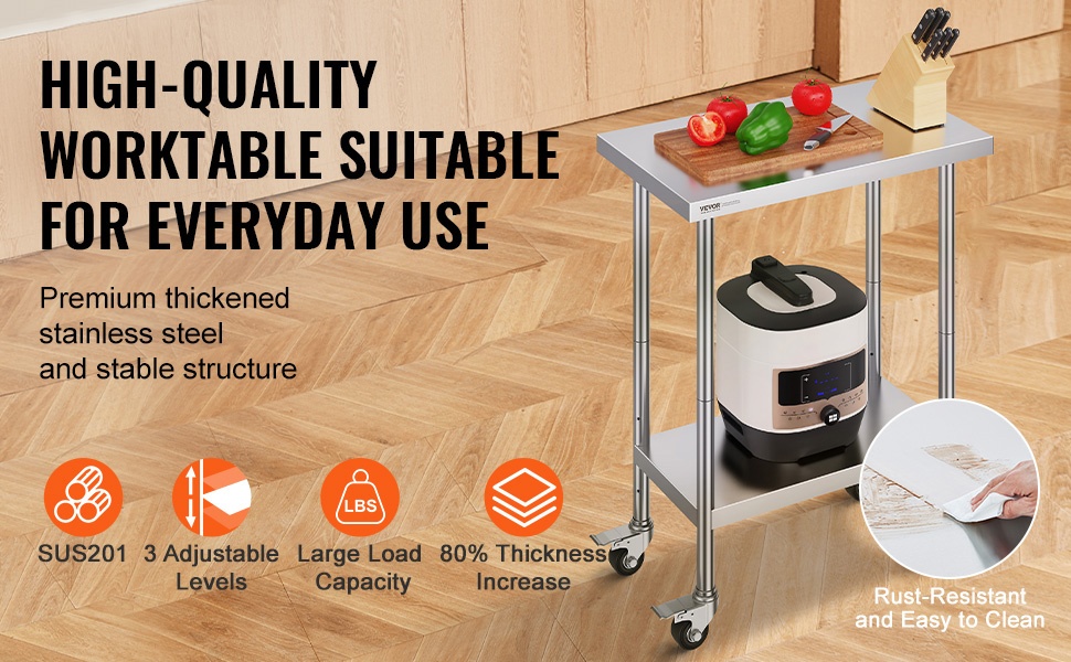 Ruostumattoman työtason rakenne ja materiaali