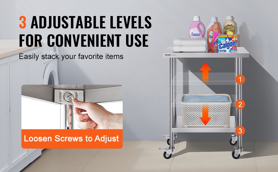 Säädettävä hylly työtasossa