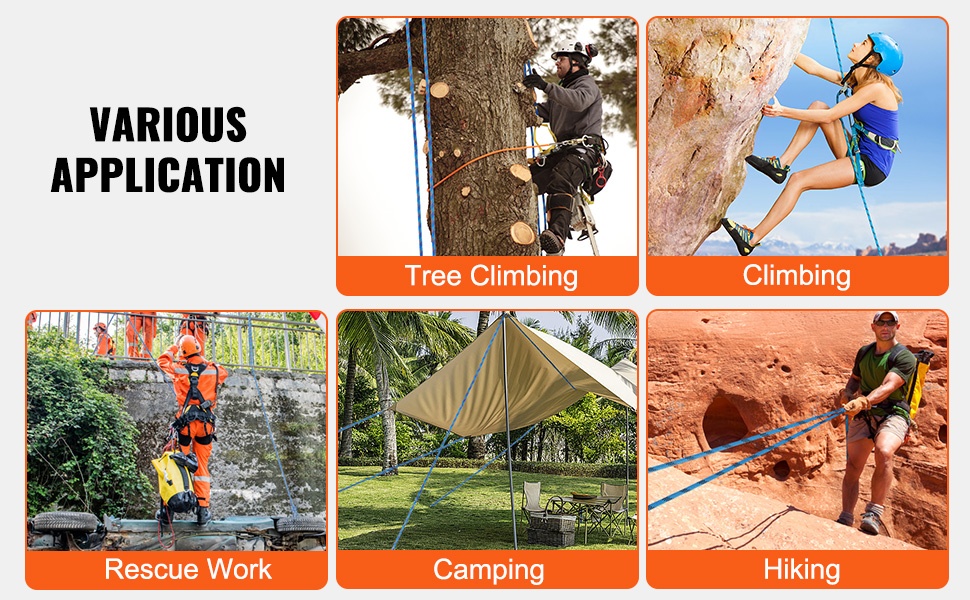 Köysi erilaisiin ulkoaktiviteetteihin