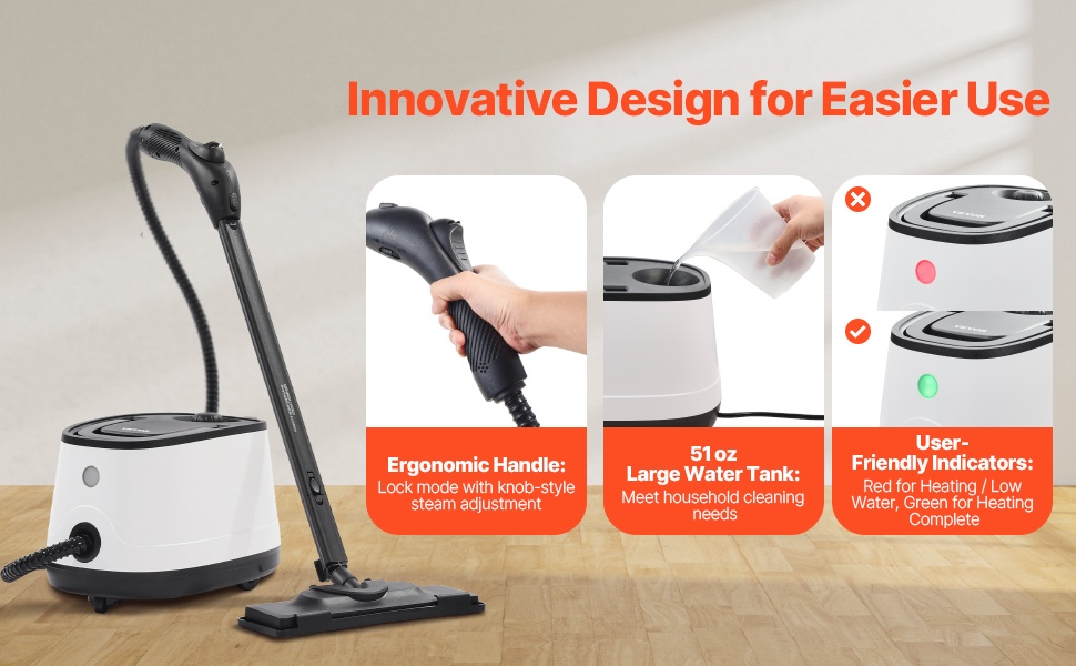 Höyrypuhdistin, suuri vesisäiliö ja hallintapaneeli