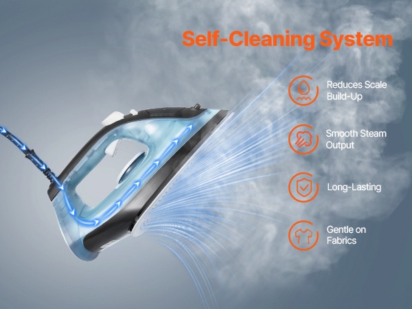 Höyrysilitysraudan puhdistustila