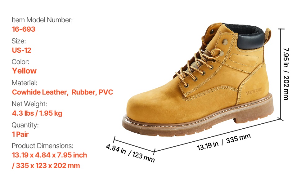 Työsaappaat, sivu- ja ylhäältäpäin