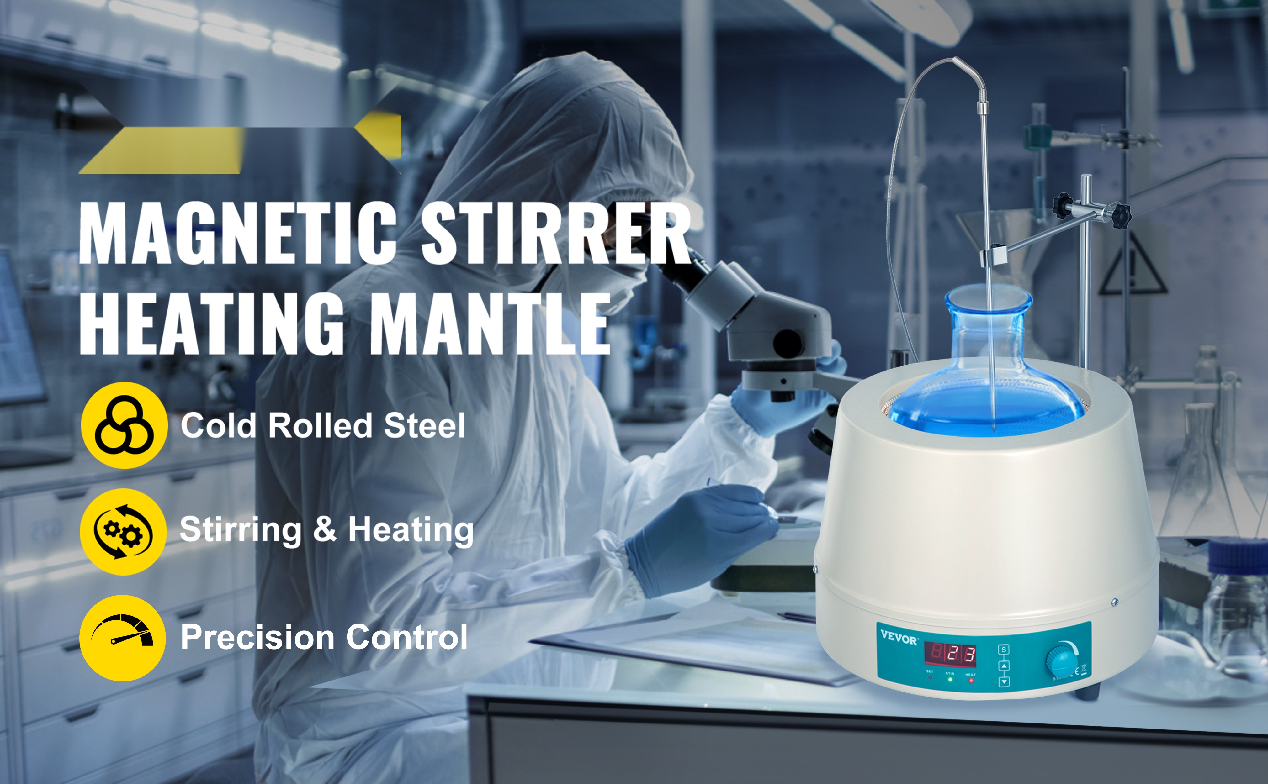 Magneettisekoittimella varustettu lämmityskuori 2000ml