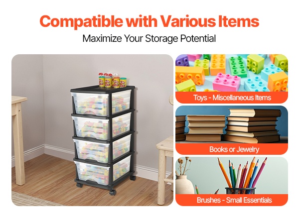 Muovinen laatikosto eri kokoisille tavaroille