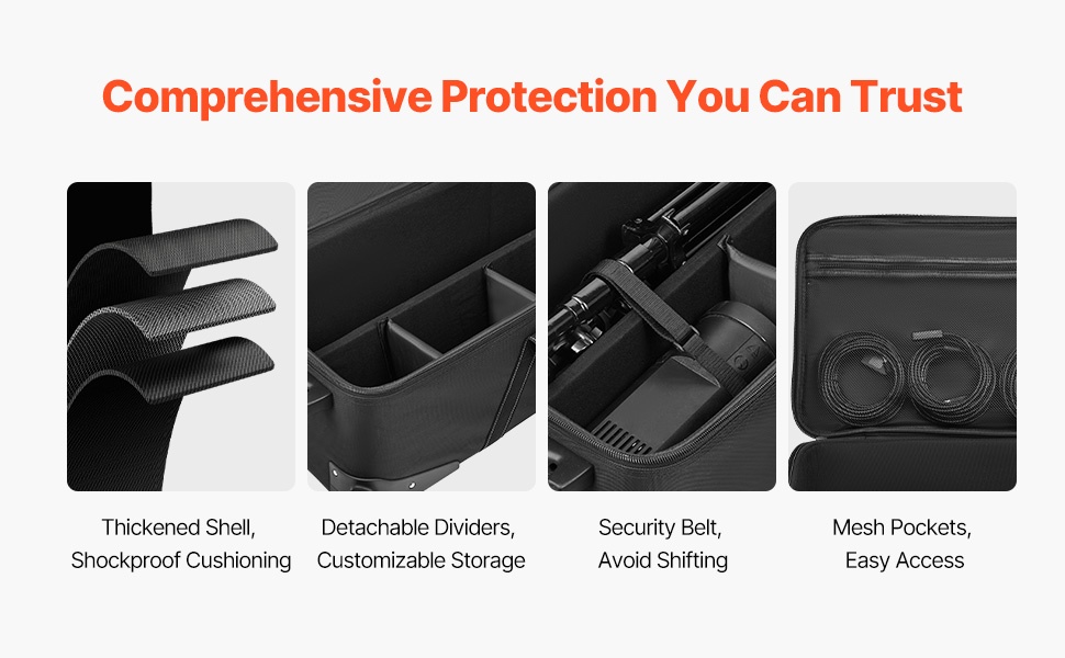 Studiovarustelaukku, pehmustetut jakajat ja verkolliset taskut