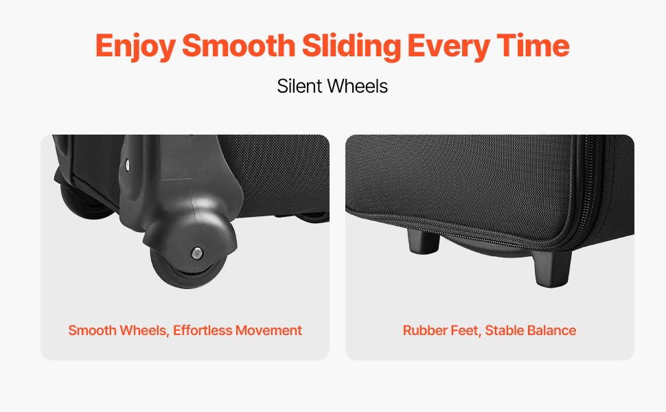 Studiovarustelaukku, pyörät ja kumijalat