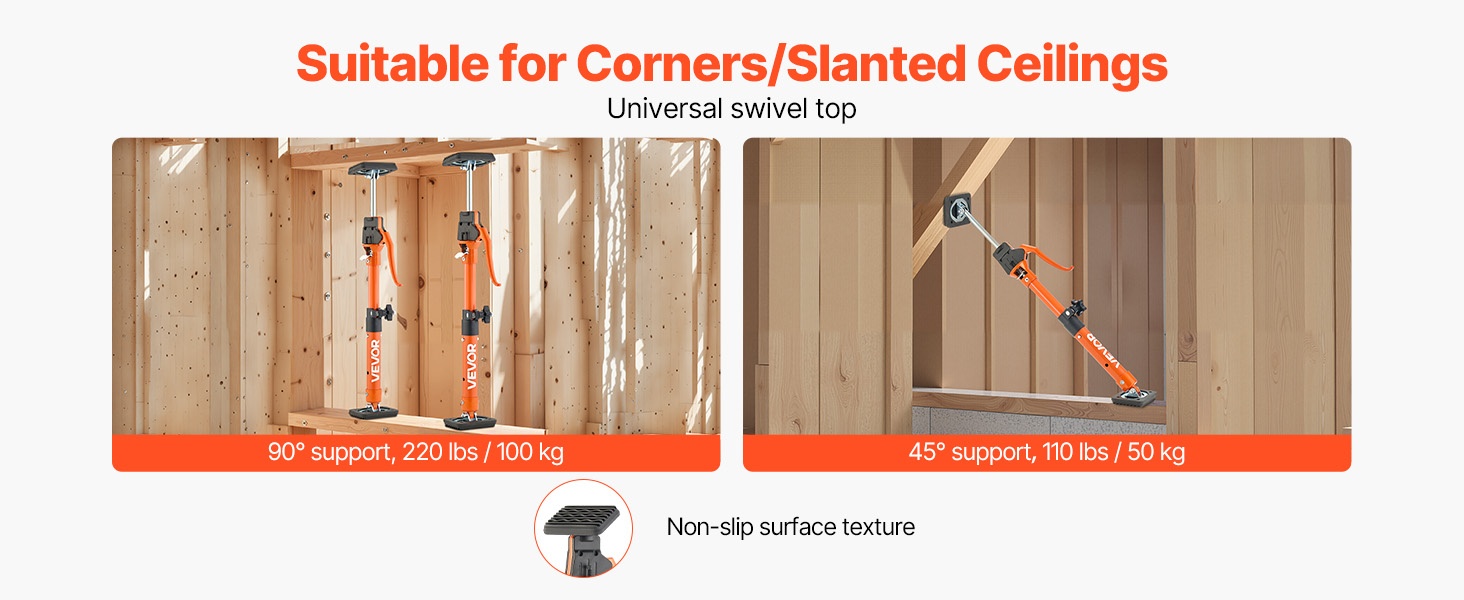 Säädettävä kulma 45° tai 90° tukitangoissa