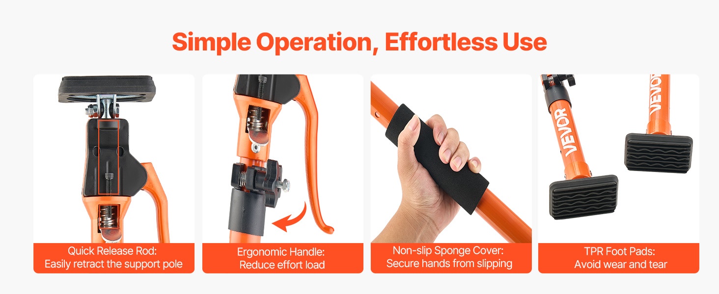 Ergonominen kahva ja TPR-jalkatyyny tukitangossa