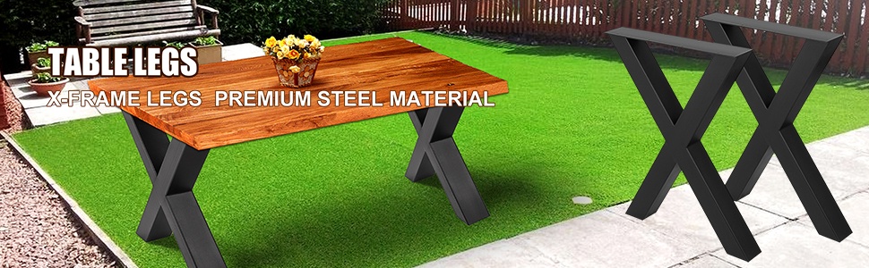 Metalliset pöydänjalat X-rungolla