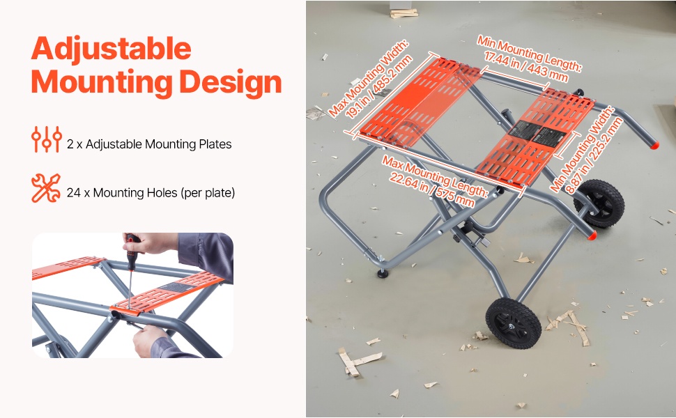 Taitettava pöytäsahan jalusta kokoon taitettuna