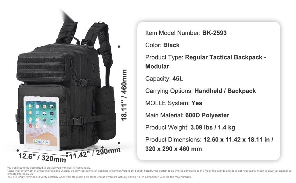 Taktinen reppu, sisätilat ja järjestely