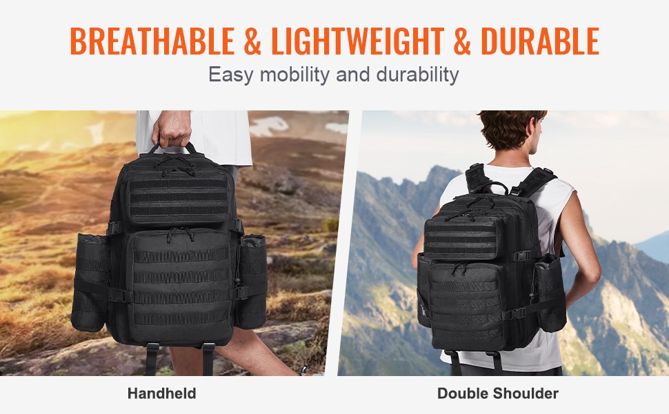 Taktinen reppu, materiaali ja kantotavat