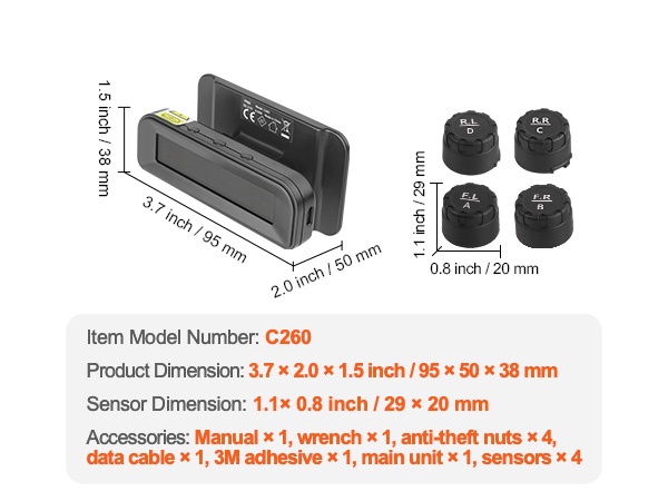 TPMS-pakkaus ja tarvikkeet