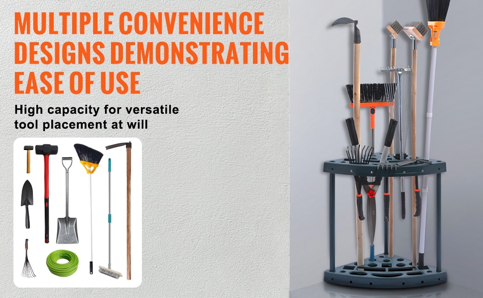 Kaadonsuojaus puutarhatyökalutelineessä