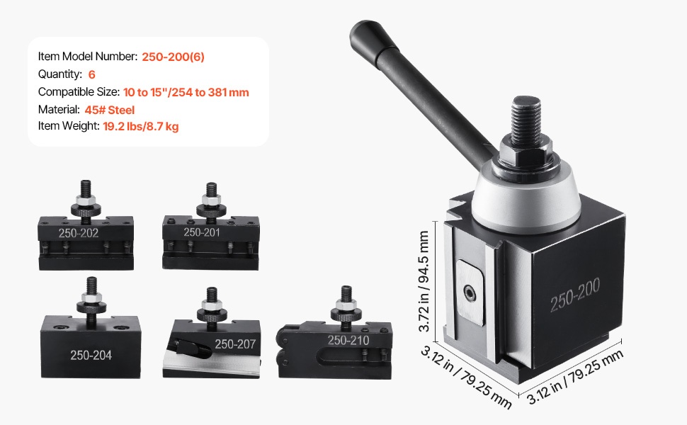 6-osainen pikavaihtotyökalupidinsarja