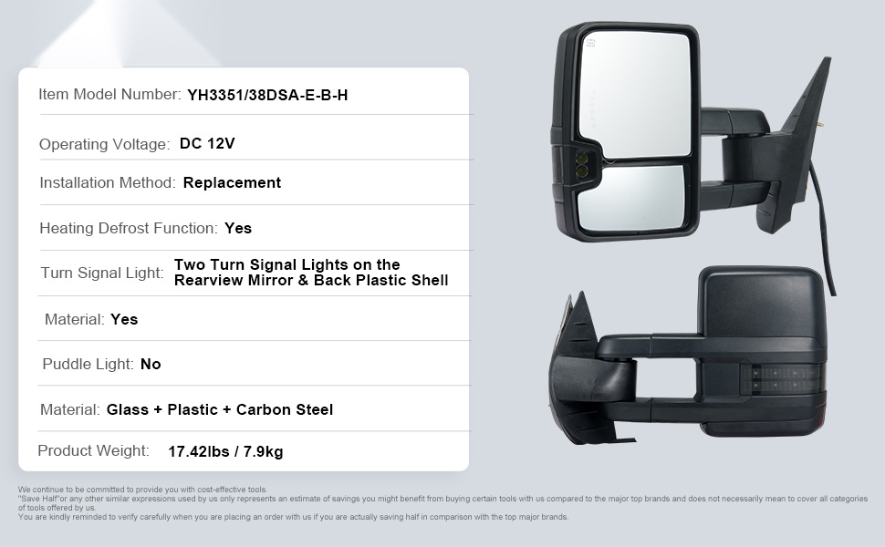 Vetokoukun peilit asennettuna ajoneuvoon