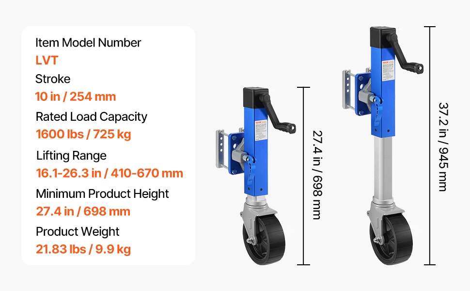 Perävaunun tunkin mitat