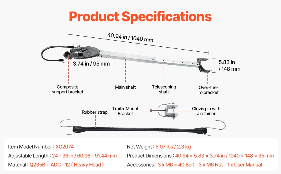 Perämoottorin tuki trailerilla
