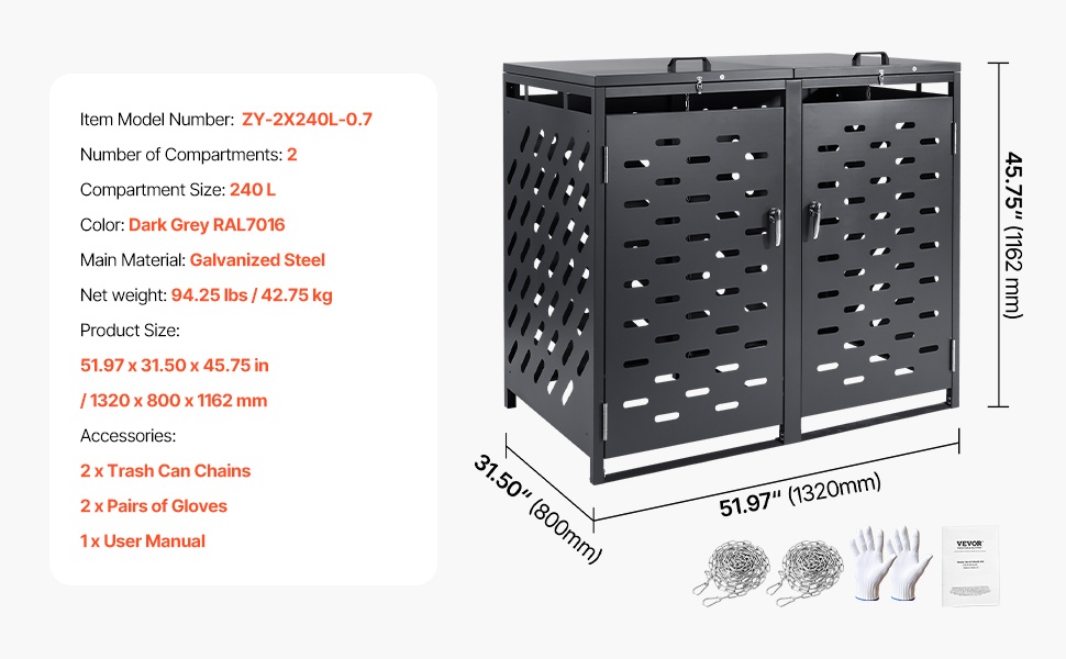 Roska-astioiden säilytyskaappi puutarhaan ja pihalle