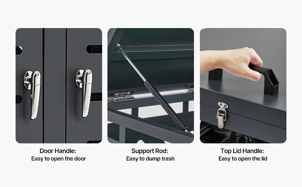 Käytännölliset kahvat ja kannen tuki