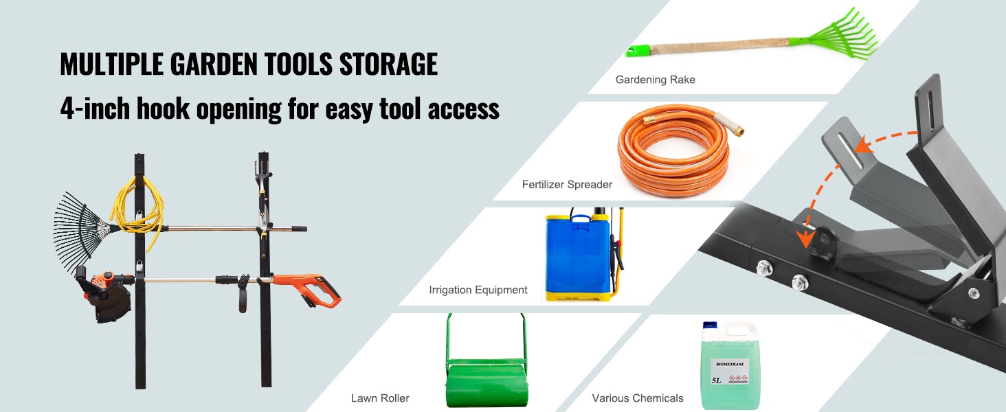 Säädettävät koukut trimmeritelineessä