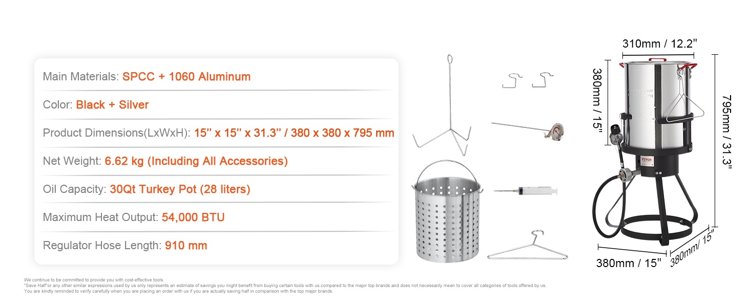 Kalkkunakeittimen tarvikkeet ja osat