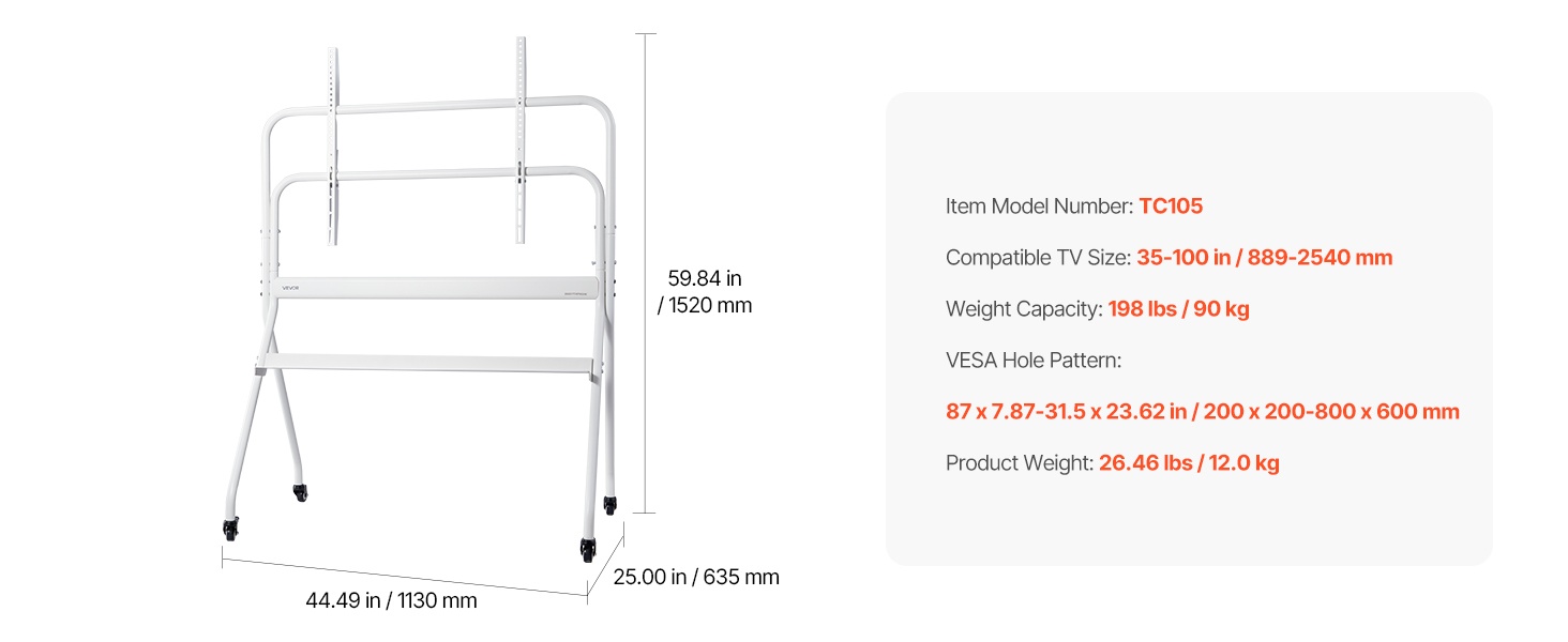 TV-telineen mittoja esittelevä kuva