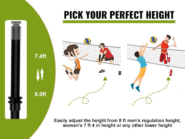 Lentopallon harjoitusverkon korkeussäätö