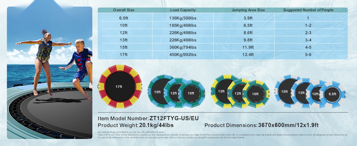 Kelluva trampoliini käytössä