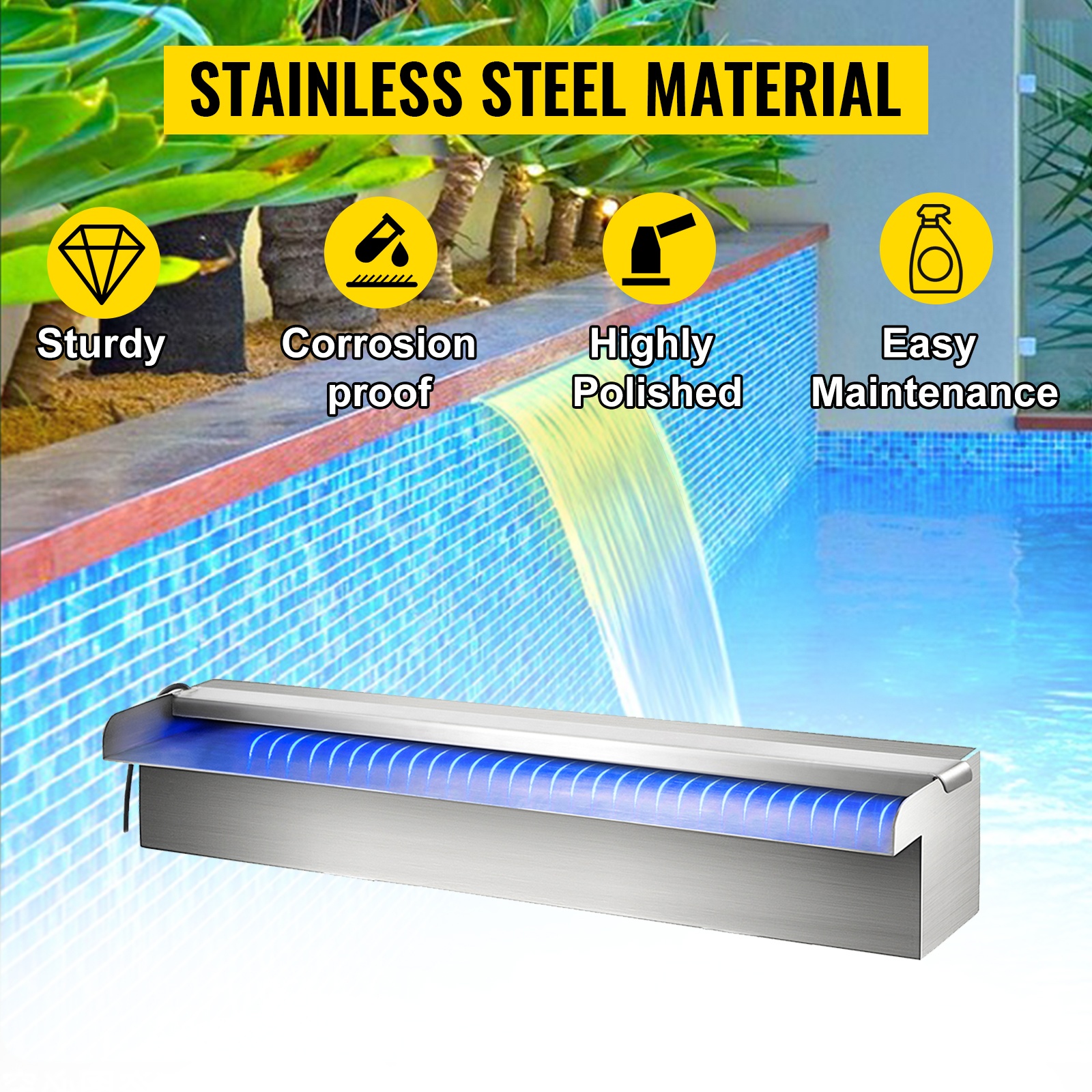 Tasainen ja leveä veden ulostulo